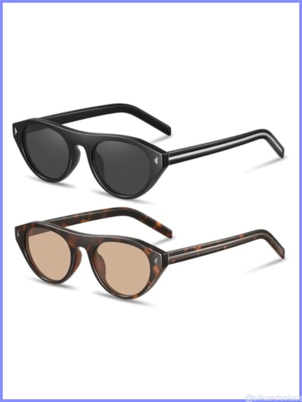 Retro Oval Sunglasses UV Protection Small Cateye Narrow Round Shades